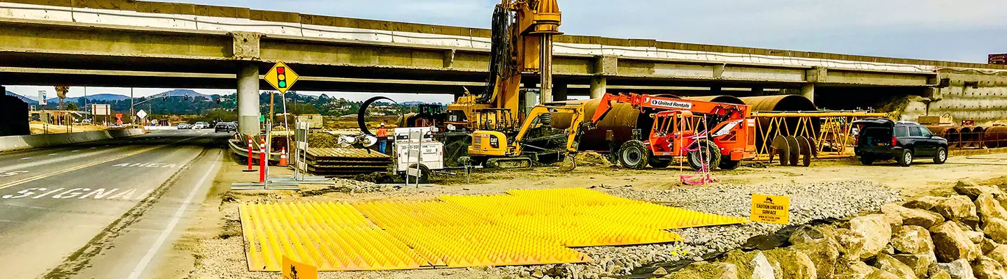 trackout control mats on a jobsite