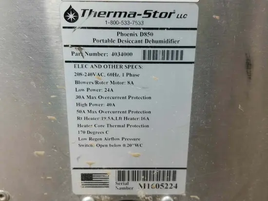 2017 PHOENIX PD850 Dehumidifier