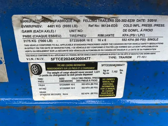 2018 Felling FT-10 I Trailer