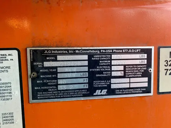 2016 JLG 400S Boom Lift