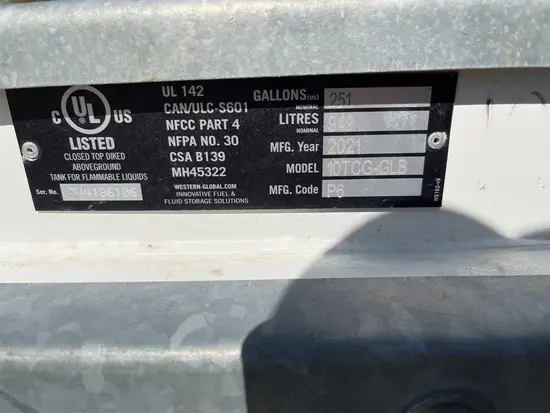 2021 Western Global 10TCG-UR-12VFHK Fuel Tank