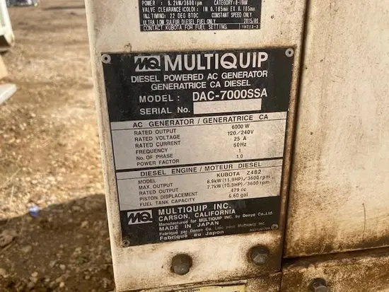 2018 Multiquip DAC7000SSA Diesel Generator