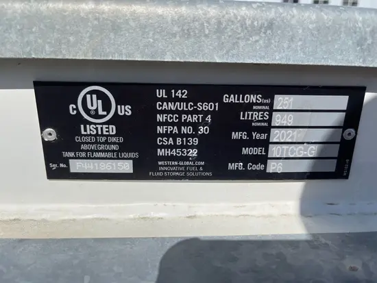 2021 Western Global 10TCG-UR-12VFHK Fuel Tank