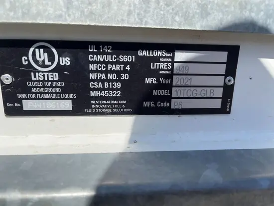 2021 Western Global 10TCG-UR-12VFHK Fuel Tank