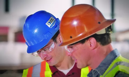 Workers in hard hats