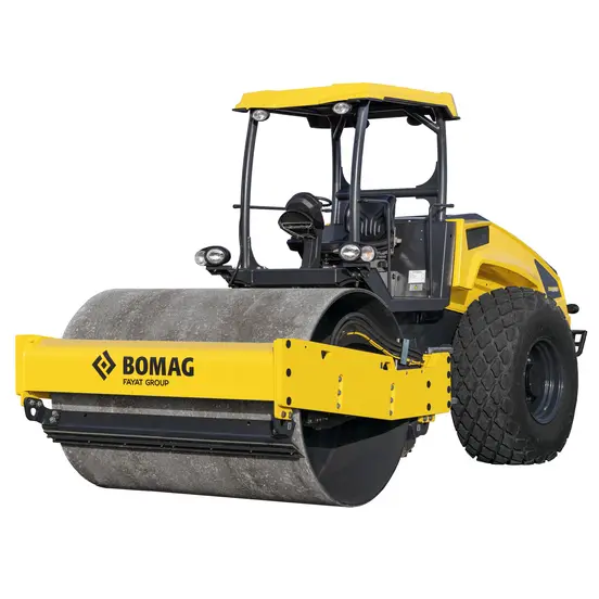 Yellow Bomag Ride-on Single Smooth-drum Vibratory Roller