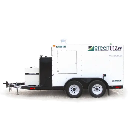 White Dryair hydronic surface ground heater, winter-blend diesel