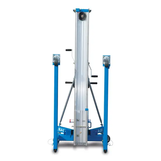Blue and Silver Genie 700-1,000 lbs. 13-15 ft. manual material lift