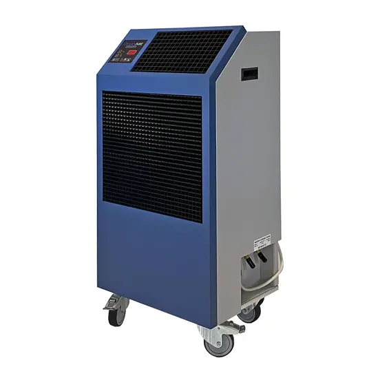 Blue and grey and black OCEANAIRE 1.5-ton Portable Water-cooled Air Conditioner, 18,000 BTU, 115V